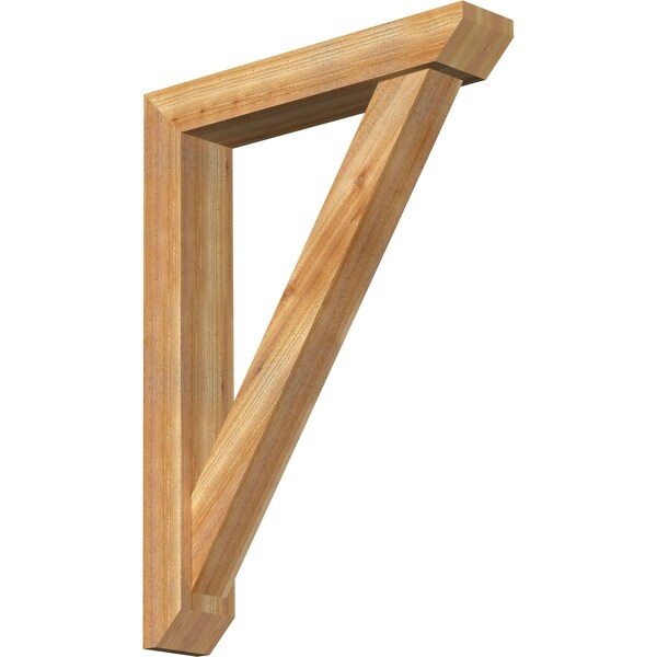 Ekena Millwork Traditional Slat Rough Sawn Bracket w/ Offset Brace, Western Red Cedar, 6"W x 32"D x 44"H BKT0604X32X44TRA06RWR - main